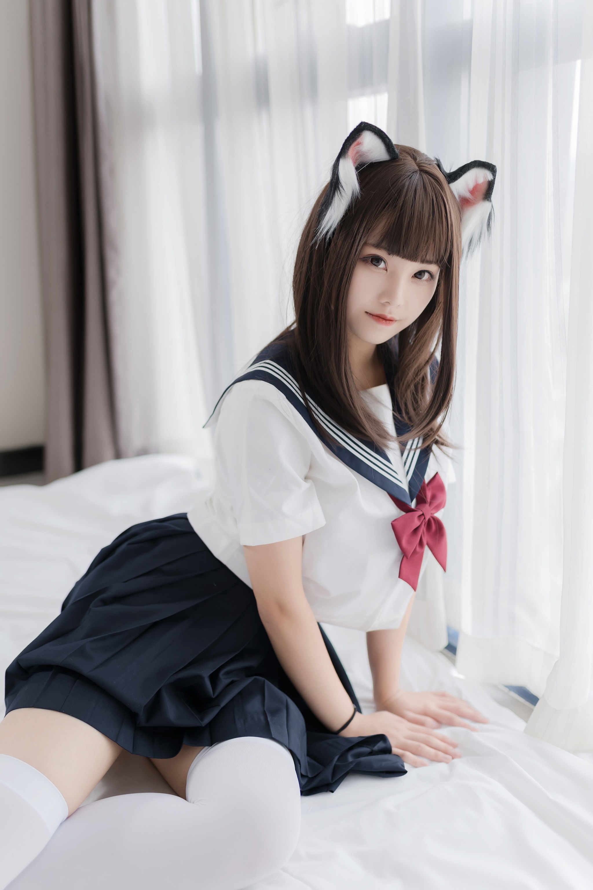 蜜汁猫裘 - NO.005 猫耳JK [40P]-XikXak